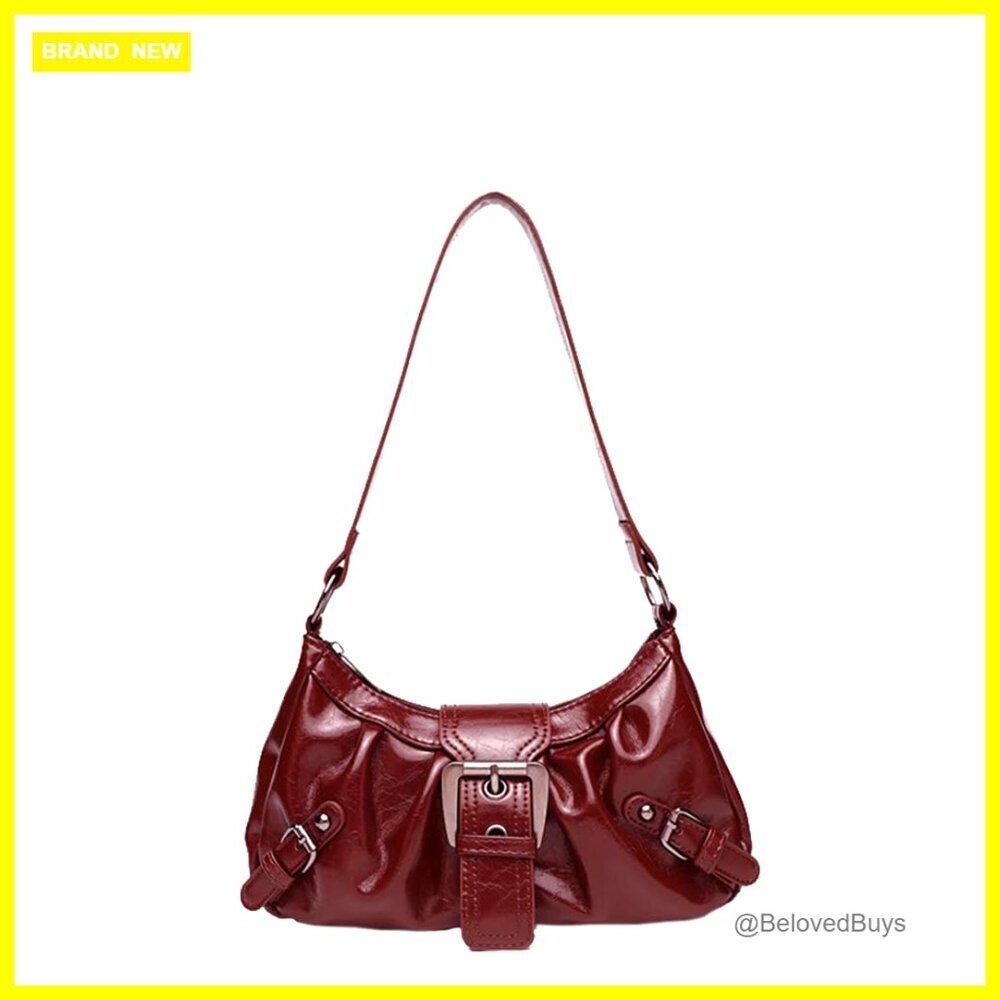 Small Hobo Shoulder Bag with Top Handle Vegan Leather Clutch Purse